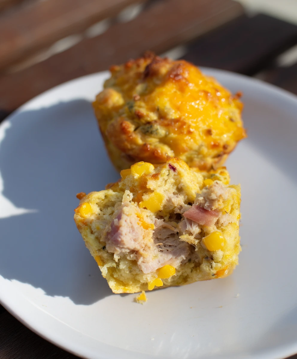 Delicious High Protein Savory Muffins with Turkey & Cheddar (No Protein Powder!)