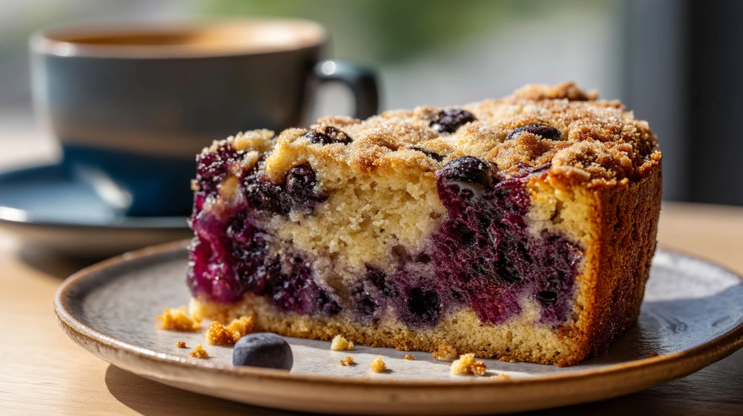 Slice of delicious easy breakfast cake recipe