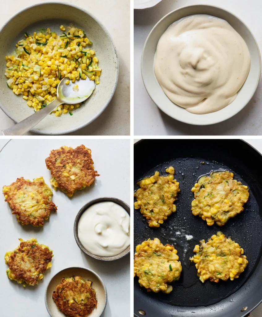 The Ultimate Summer Squash and Corn Fritters with Chipotle Aioli & Zesty Lime Crema 2 Making summer squash & corn fritters step-by-step guide. See recipe at yourblog.com