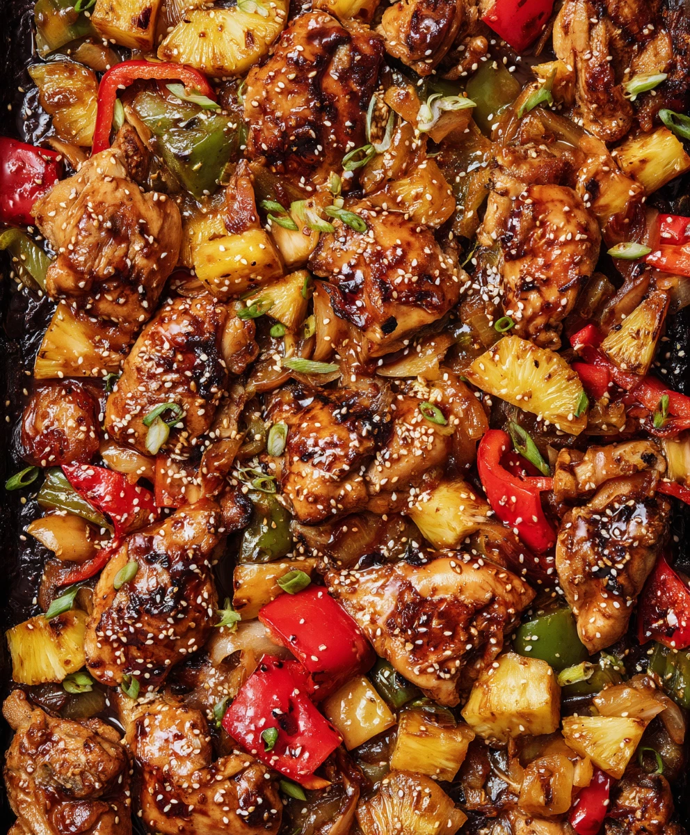 Effortless Sheet Pan Korean BBQ Chicken and Pineapple with Sesame-Ginger Glaze